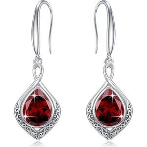03-January Birthstone Celtic Knot Filigree 925 Silver Infinity Earrings